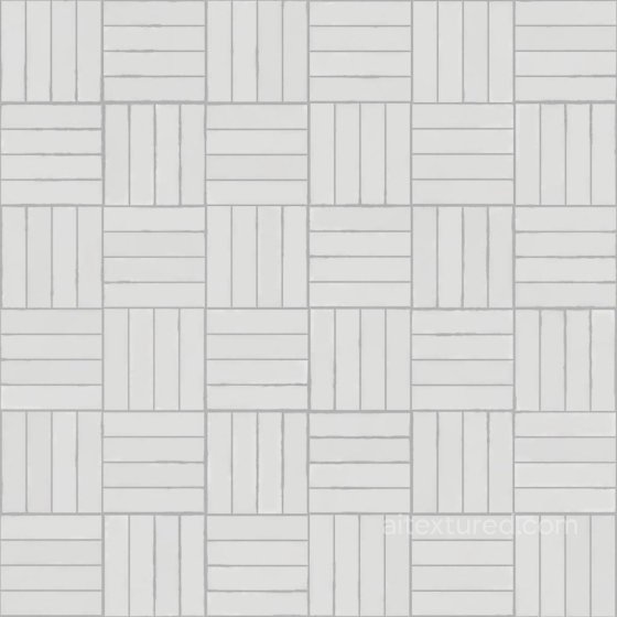 Basketweave White Ceramic Parquet Tiles | Free PBR Tile texture preview