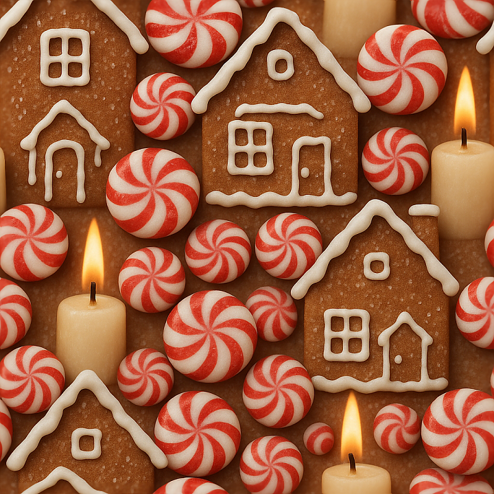 Gingerbread House Gingerbread Icing Holiday Cookie Peppermint Candy seamless PBR texture preview