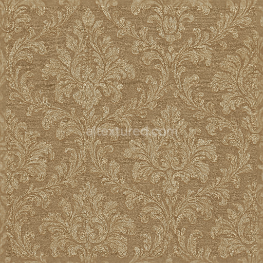 Seamless 3d texture pbr 8k classic damask tile wallpaper with brocade woven fabric and metallic glossy sheen