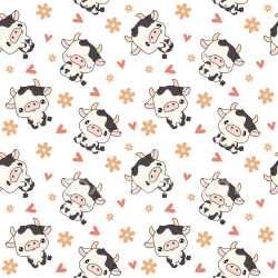 Pattern Bundle - Seamless 3D Pattern PBR Texture Featuring Cute Cartoon Cow Motifs with Floral Hearts texture preview