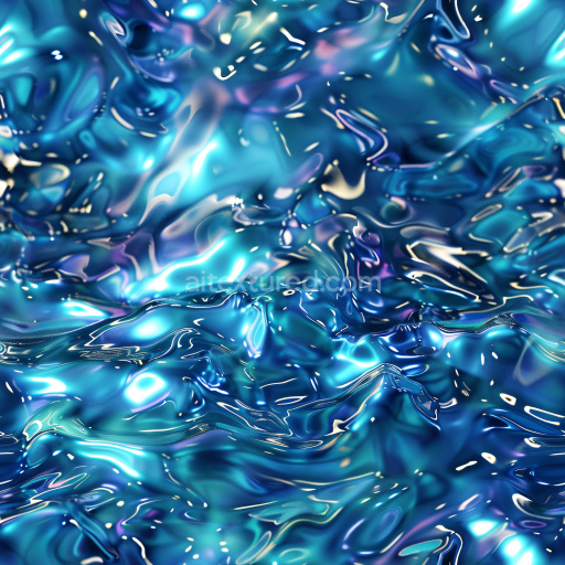 Seamless 3D PBR Texture of Glossy Blue Water Ripples with Reflective Highlights
