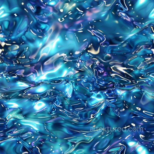 Seamless 3D PBR Texture of Glossy Blue Water Ripples with Reflective Highlights texture preview