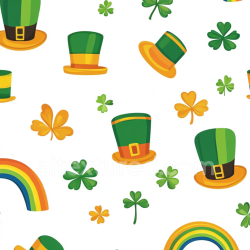 seamless Seamless 3D PBR Texture with St Patrick Hat and Shamrock Pattern texture 8k free download PBR