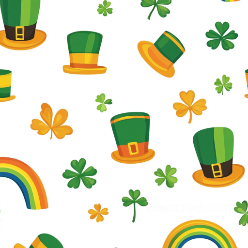 with St Patrick Hat and Shamrock Pattern seamless St patrick digital paper bundle PBR texture