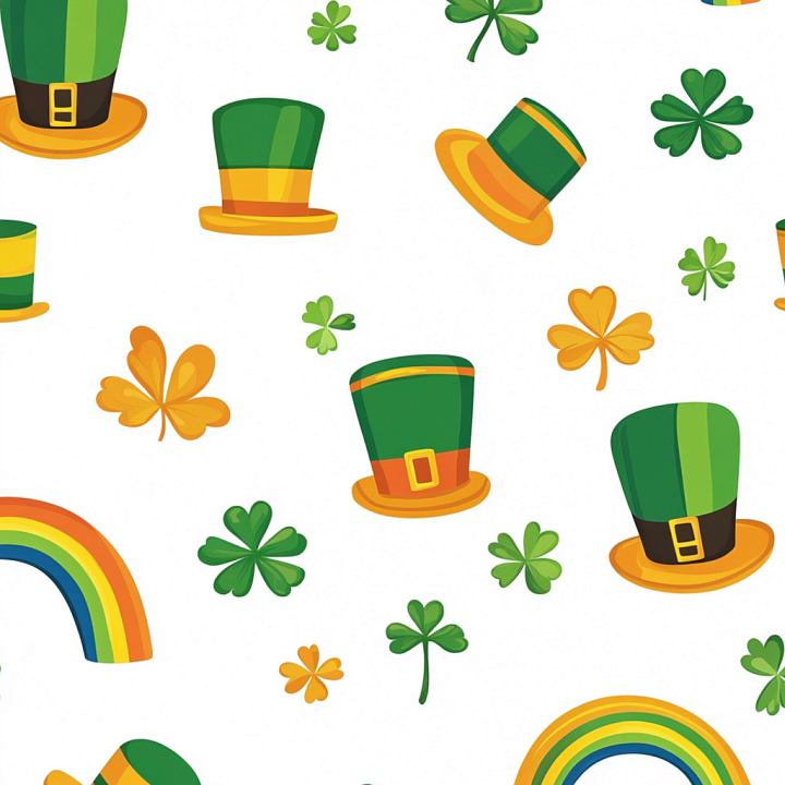 with St Patrick Hat and Shamrock Pattern seamless PBR texture preview
