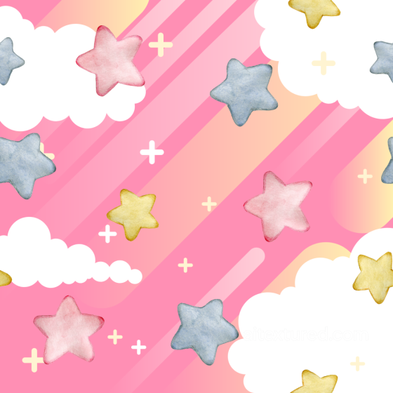 Baby Girl Texture of Soft Watercolor Stars and Clouds Pattern in Pastel Colors Baby girl texture preview