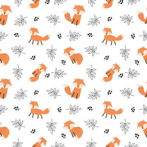 Pattern PBR Texture Featuring Cute Orange Foxes and Black Botanical Motifs seamless Pattern Bundle PBR texture