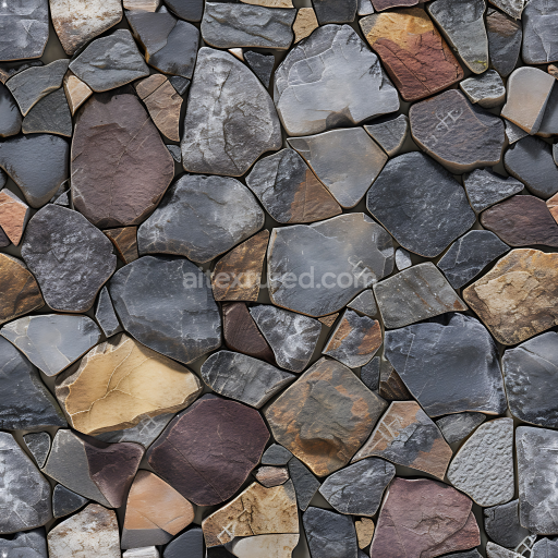 Seamless 3D PBR Multicolor Stone Rock Ground Texture with Natural Irregular Stones