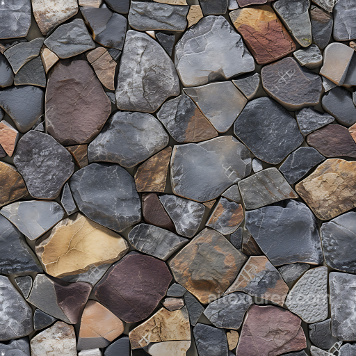 Multicolor Stone Rock Ground Texture with Natural Irregular Stones seamless Stone PBR texture