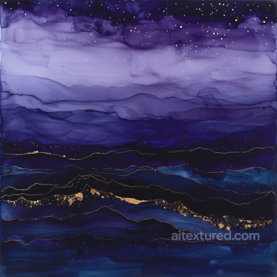 Alcohol Ink PBR Texture Featuring Ethereal Purple Hues and Gold Vein Accents Alcohol ink texture preview