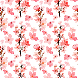 seamless Seamless 3D PBR Texture of Pink Watercolor Flower Pattern with Branches texture 8k free download PBR