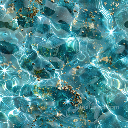 water PBR texture with sparkling turquoise liquid and gold flecks seamless Water PBR texture