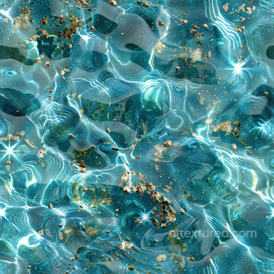 water PBR texture with sparkling turquoise liquid and gold flecks Water texture preview