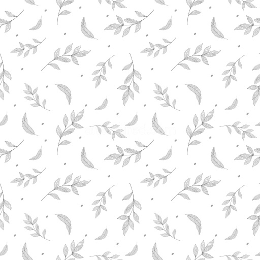 Pattern Bundle - Seamless 3D Pattern PBR Texture Featuring Delicate Hand-Drawn Leaf Motifs on White Backgr… texture preview