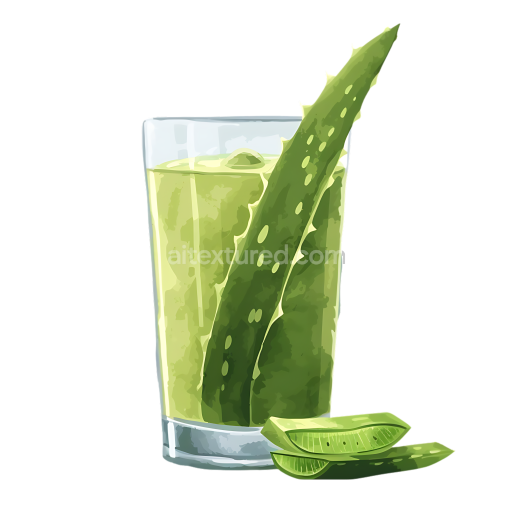 Fresh Aloe Vera Juice Breakfast Illustration with Aloe Leaves