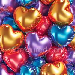 seamless Seamless 3D Inflated Foil Heart Balloons PBR Texture in Bright Metallic Colors texture 8k free download PBR