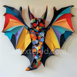 seamless Seamless 3D PBR Texture of Colorful Origami Bat with Geometric Patterns texture 8k free download PBR