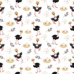 Pattern Bundle - Seamless 3D Pattern PBR Texture with Playful Cartoon Ostrich Motifs texture preview