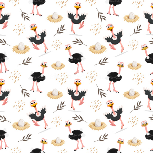 Pattern Bundle - Seamless 3D Pattern PBR Texture with Playful Cartoon Ostrich Motifs texture preview