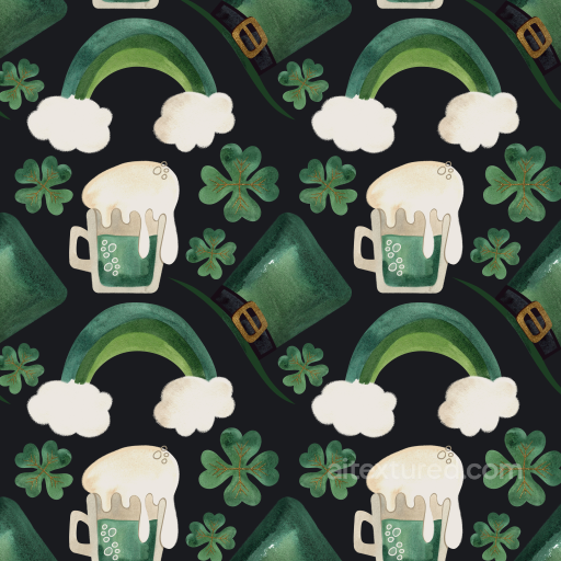St Patrick Digital Paper Texture with Beer, Hat, Clover, and Rainbow seamless St patrick digital paper bundle PBR texture
