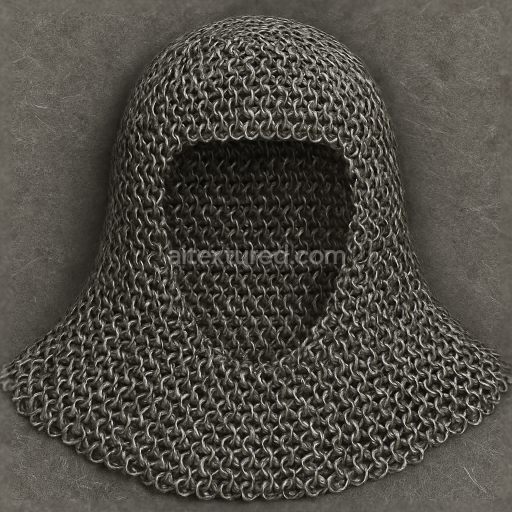 Seamless 3d texture pbr 8k of chainmail hood with worn scratched metal surface