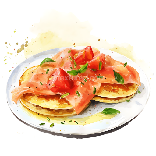 Breakfast Blini with Smoked Salmon and Fresh Herbs Illustration