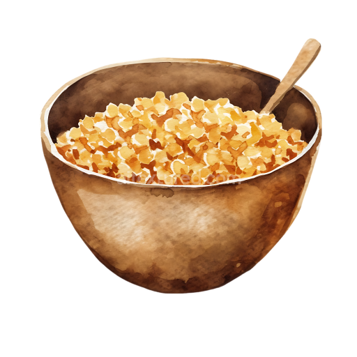 Watercolor Style Teff Cereal Breakfast Bowl Illustration