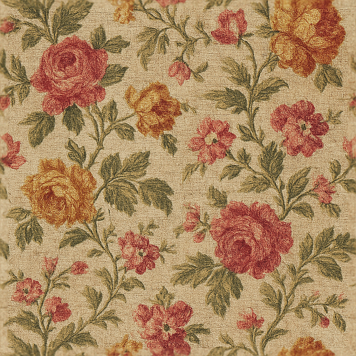 Wallpaper With Vintage Floral Silk Woven Threads Textile Pattern seamless PBR texture preview