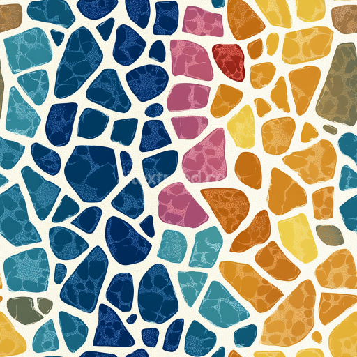Seamless 3D Mosaic PBR Texture with Colorful Irregular Stone Chip Tiles texture preview