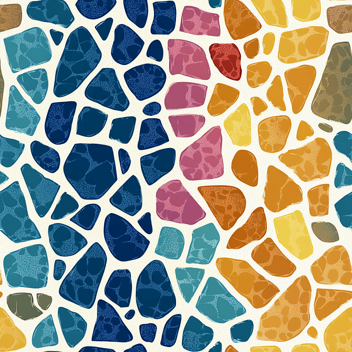 Mosaic with Colorful Irregular Stone Chip Tiles seamless PBR texture preview