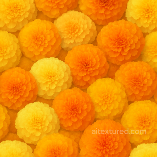 Of Bright Marigold Heads Showing Natural Flower Texture And Vibrant Color Variations seamless Flowers PBR texture