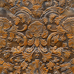 seamless Seamless 3D embossed antique brown leather PBR texture with ornate floral pattern texture 8k free download PBR
