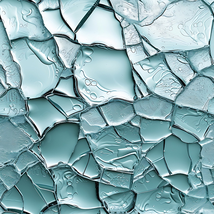 Cracked Glass Featuring Blue Hues And Fractured Shards seamless PBR texture preview
