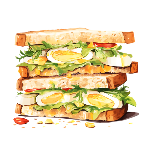 Egg Salad Sandwich Breakfast Graphic with Fresh Greens and Tomatoes