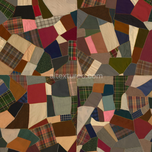 Seamless Patchwork Fabric PBR Texture 4K for 3D Modeling