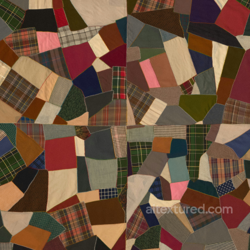 Seamless Patchwork Fabric PBR Texture 4K for 3D Modeling seamless Fabric PBR texture