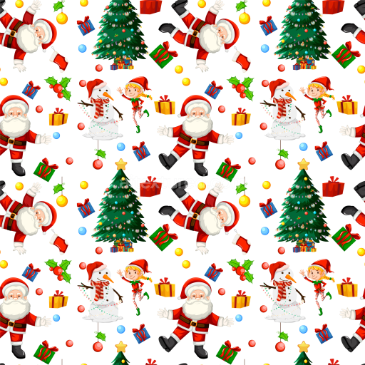 Preview — Seamless 3D PBR Texture Featuring Festive Christmas Cartoon Characters and Decorations