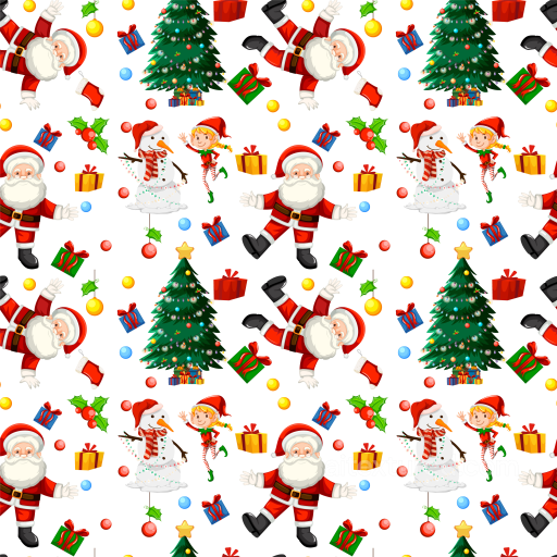 Featuring Festive Christmas Cartoon Characters and Decorations seamless All Christmas Digital paper PBR texture