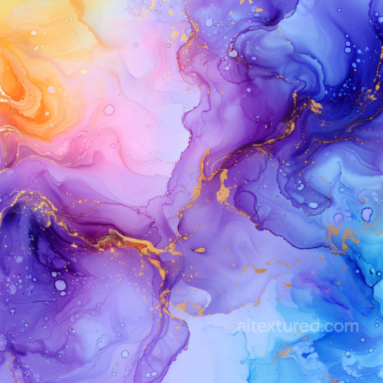 Alcohol Ink PBR Texture Featuring Purple Swirls and Gold Veining Alcohol ink texture preview