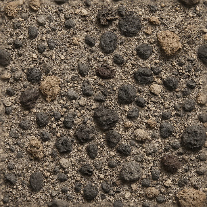 Volcanic Ash Ground Surface With Mineral Deposits And Soil Aggregates seamless PBR texture preview