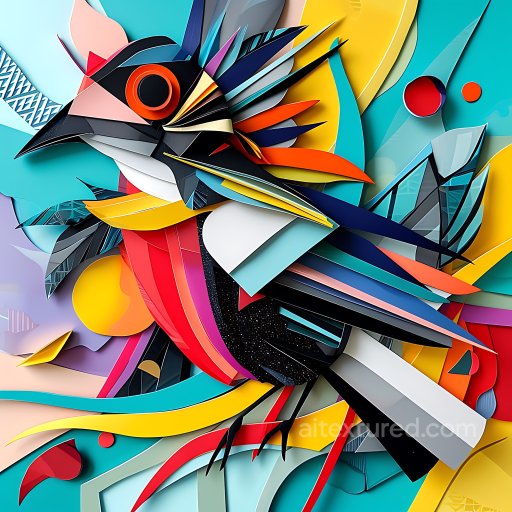 Animal - Seamless 3D PBR Texture of Vibrant Origami-Style Cuckoo Bird with Sharp Geometric Feather… texture preview