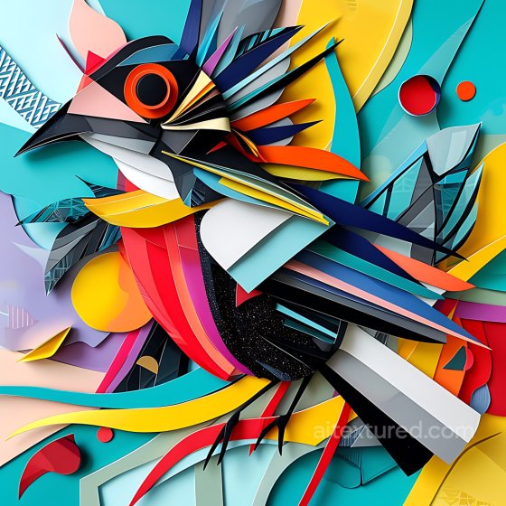 Animal Texture of Vibrant Origami-Style Cuckoo Bird with Sharp Geometric Feather Layers Animal texture preview