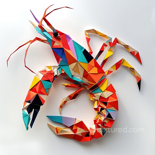 Animal - Seamless 3D PBR Texture Featuring Colorful Origami-Style Crayfish Pattern texture preview