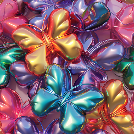 Preview — Seamless 3D Inflated Butterfly Foil PBR Texture with Multicolor Metallic Finish