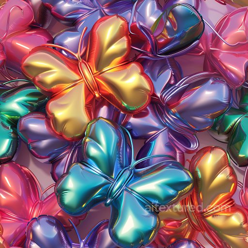 Inflated Butterfly Foil PBR Texture with Multicolor Metallic Finish seamless Inflated PBR texture