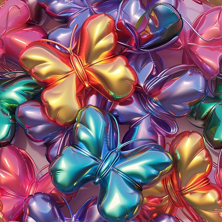 Inflated Butterfly Foil with Multicolor Metallic Finish seamless PBR texture preview