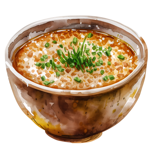 Watercolor Style Buckwheat Hot Cereal Breakfast Bowl Illustration