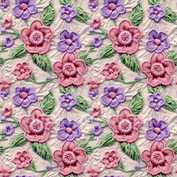seamless Seamless 3D PBR Texture of Pink and Purple Embroidered Floral Fabric texture 8k free download PBR