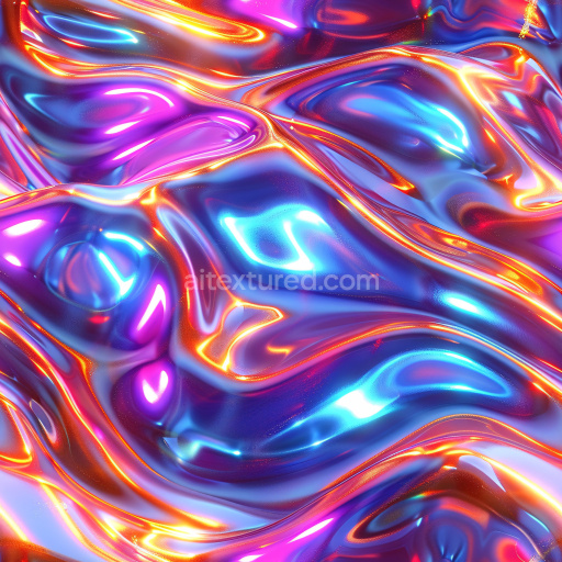 Seamless 3D PBR Glossy Iridescent Fluid Texture with Vibrant Color Shifts