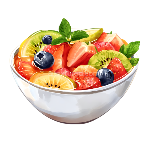 Bright Breakfast Bowl with Fresh Fruit Compote Illustration